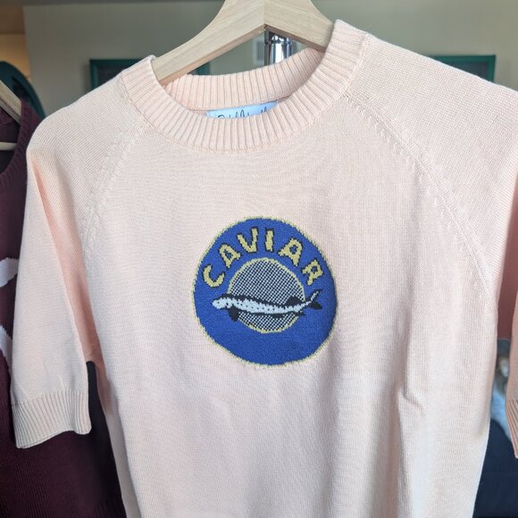 Rachel Antonoff Short-Sleeved Paul Sweater in Caviar - Picture 2 of 4